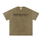 Brown t-shirt with black text on a white background