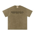 Brown t-shirt with black text on a white background