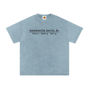 Light blue t-shirt with text on a white background