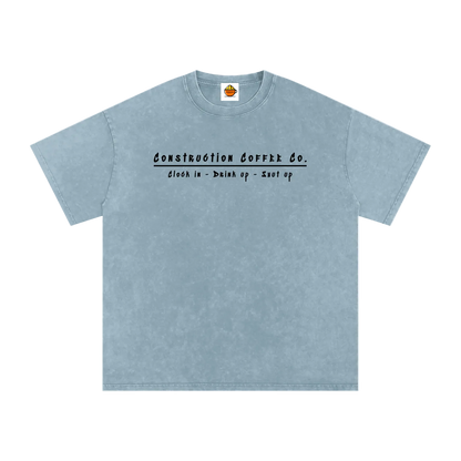 Light blue t-shirt with text on a white background