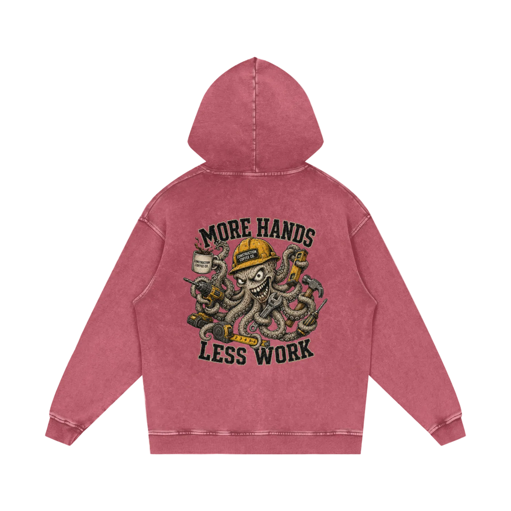 Pink hoodie with graphic design on the back on a white background