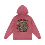 Pink hoodie with graphic design on the back on a white background