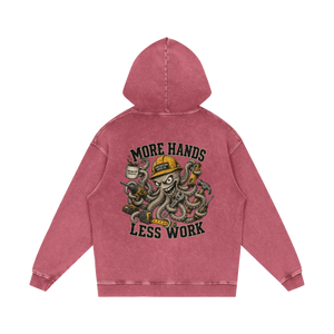 Pink hoodie with graphic design on the back on a white background