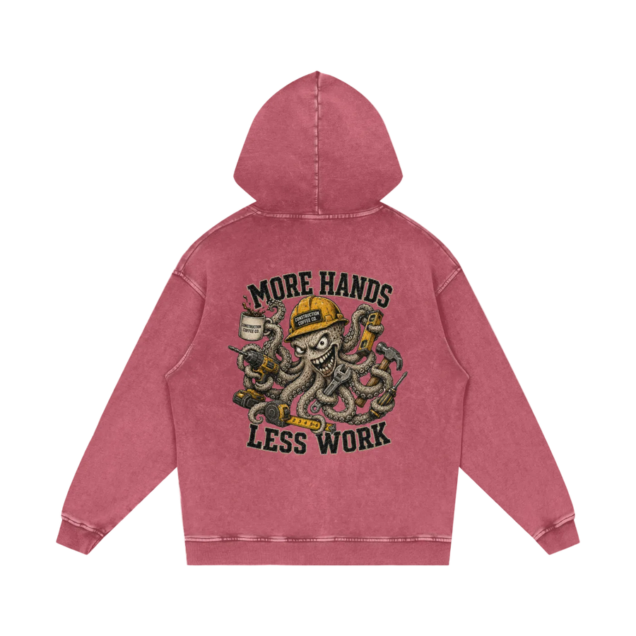 Pink hoodie with graphic design on the back on a white background