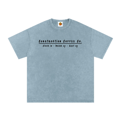 Light blue t-shirt with text on a white background