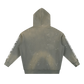 Gray hoodie with splatter design on a white background