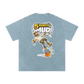 Light blue t-shirt with '5 Minute Mud' graphic on a white background