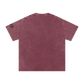 Back view of a maroon t-shirt on a white background