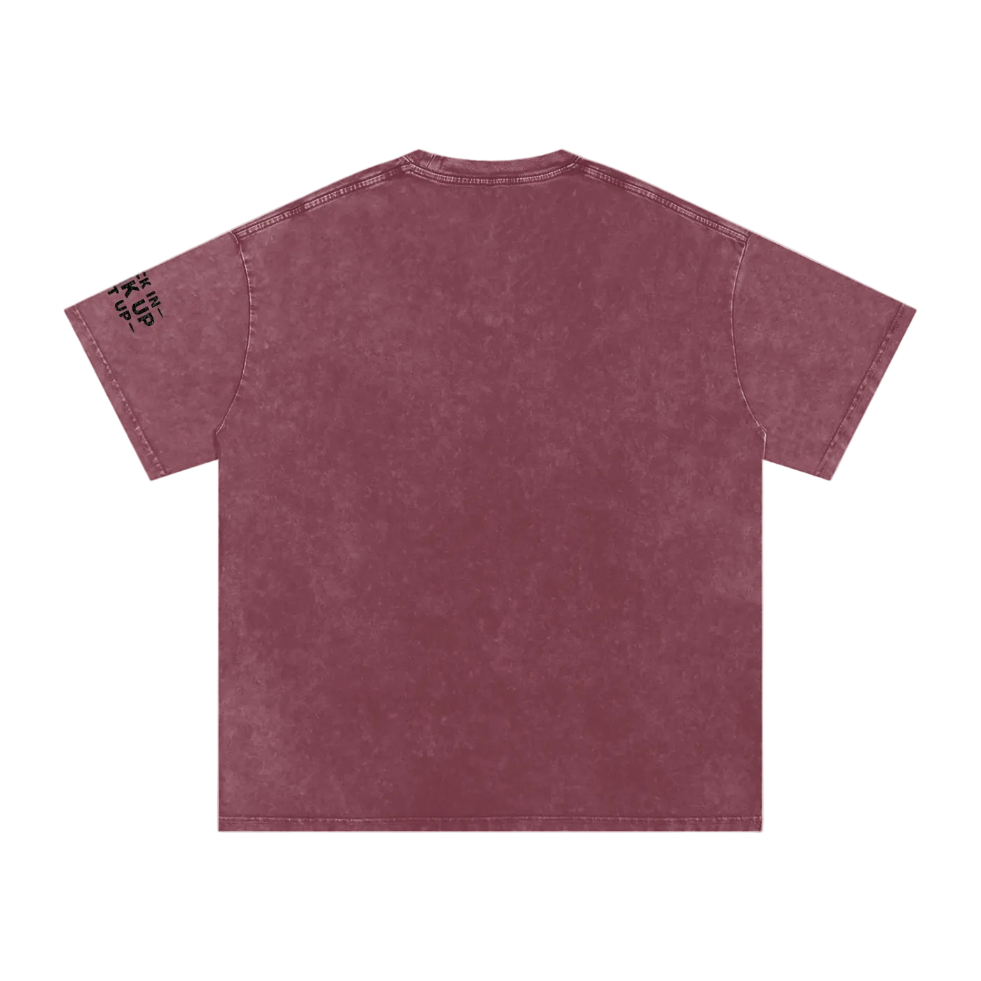 Back view of a maroon t-shirt on a white background