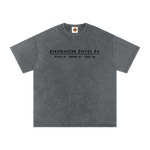 Gray t-shirt with text on a white background